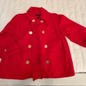 Vintage RALPH LAUREN 100 % Cotton Red Denim Pea Coat
